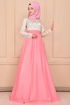 Gold Laseli Abendkleid Kleid Lachs ASM1043 - Thumbnail