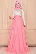 Gold Laseli Abendkleid Kleid Lachs ASM1043 - Thumbnail