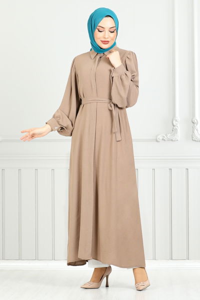 MRV B.G.S. - Gömlek Yakalı Elbise Ferace 0037BGS895-M Koyu Vizyon - 351821