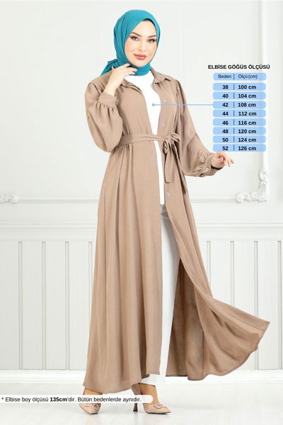 MRV B.G.S. - Gömlek Yakalı Elbise Ferace 0037BGS895-M Koyu Vizyon - 352877