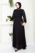 Griffe Gestickt Abendkleid 6089LPN909-M Schwarz - Thumbnail