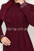 Griffe Gestickt Hijab Abendkleid 4047KTR927-M Bordeaux - Thumbnail