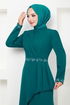 Griffe Gestickt Hijab Abendkleid 4047KTR927-M Öl - Thumbnail