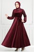 Griffe Stein Samt Abendkleid 2014EFY931-M Bordeaux - Thumbnail