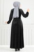 Griffe Stein Samt Abendkleid 2014EFY931-M Schwarz - Thumbnail