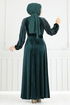 Griffe Stein Samt Abendkleid 2014EFY931-M Smaragde - Thumbnail