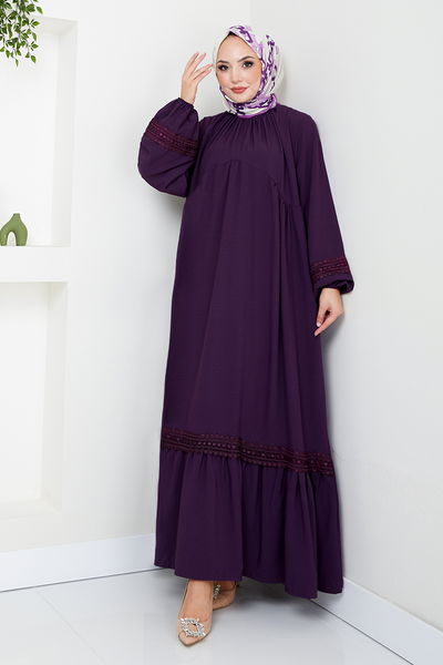 MRV H.B.S. - Guipur Detailed Dress 2458HBS932-M Purple