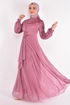 Gupur Details Silbrig Abendkleid Rosa ASM10022 - Thumbnail