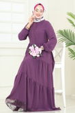 D.V.L. - Güpür Detay Aerobin Elbise 380DVL817-MS Koyu Lila
