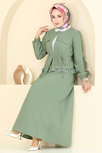 S.L. - Güpür Detay Etekli Takım 2675SL432-MS Çağla