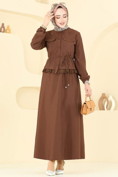 S.L. - Güpür Detay Etekli Takım 2675SL432-MS Kahve