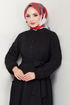 Half Buttoned Up Bürümcük Dress 402DVL897-M Black - Thumbnail