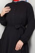 Half Buttoned Up Bürümcük Dress 402DVL897-M Black - Thumbnail