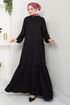 Half Buttoned Up Bürümcük Dress 402DVL897-M Black - Thumbnail