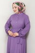 Half Buttoned Up Bürümcük Dress 402DVL897-M Dark Lilac - Thumbnail