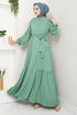 Half Buttoned Up Bürümcük Dress 402DVL897-M Mint - Thumbnail