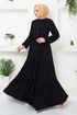 نصف زرر حتى اللباس 2350بيلوغرام895-م أسود - Thumbnail