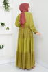 Half Buttoned Up Hijab Dress 2448HBS932-M Oil Green - Thumbnail