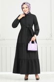 MRV A.R.T. - Half Buttoned Up Tericotone Dress 400ART1044-M Black