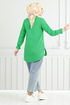 Half Buttoned Up Tunic 402EVO1065-M Benetton Green - Thumbnail