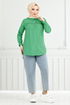 Half Buttoned Up Tunic 402EVO1065-M Benetton Green - Thumbnail