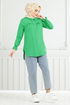 Half Buttoned Up Tunic 402EVO1065-M Benetton Green - Thumbnail