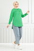 Half Buttoned Up Tunic 402EVO1065-M Benetton Green - Thumbnail