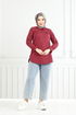 Half Buttoned Up Tunic 402EVO1065-M Burgundy - Thumbnail