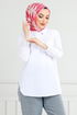 Half Buttoned Up Tunic 402EVO1065-M Ecru - Thumbnail