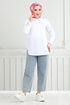 Half Buttoned Up Tunic 402EVO1065-M Ecru - Thumbnail