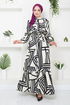 Half Buttoned Up Viscose Dress 2250BGS895-M The Stone - Thumbnail