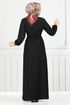 Half Zippered Karin Dress 2523HBS932-M Black - Thumbnail