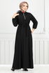 Half Zippered Karin Dress 2523HBS932-M Black - Thumbnail