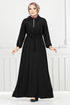 Half Zippered Karin Dress 2523HBS932-M Black - Thumbnail