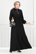 Half Zippered Karin Dress 2523HBS932-M Black - Thumbnail