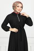 Half Zippered Karin Dress 2523HBS932-M Black - Thumbnail