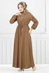 Half Zippered Karin Dress 2523HBS932-M Coffee - Thumbnail