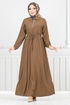 Half Zippered Karin Dress 2523HBS932-M Coffee - Thumbnail