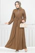 Half Zippered Karin Dress 2523HBS932-M Coffee - Thumbnail