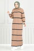 Half Zippered Knitwear Dress 6013KLN1035-M Latte - Thumbnail