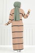 Half Zippered Knitwear Dress 6013KLN1035-M Latte - Thumbnail