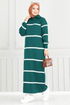 Half Zippered Knitwear Dress 6013KLN1035-M Oil - Thumbnail