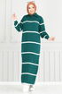 Half Zippered Knitwear Dress 6013KLN1035-M Oil - Thumbnail