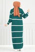 Half Zippered Knitwear Dress 6013KLN1035-M Oil - Thumbnail