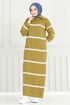 Half Zippered Knitwear Dress 6013KLN1035-M Oil Green - Thumbnail