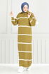 Half Zippered Knitwear Dress 6013KLN1035-M Oil Green - Thumbnail