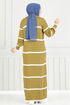 Half Zippered Knitwear Dress 6013KLN1035-M Oil Green - Thumbnail