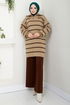 Half Zippered Knitwear Team 5002KLN1035-M Latte&Coffee - Thumbnail