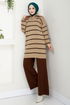 Half Zippered Knitwear Team 5002KLN1035-M Latte&Coffee - Thumbnail