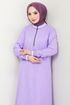 Half Zippered Linen Team 1724SVL982-M Lilac&Ecru - Thumbnail